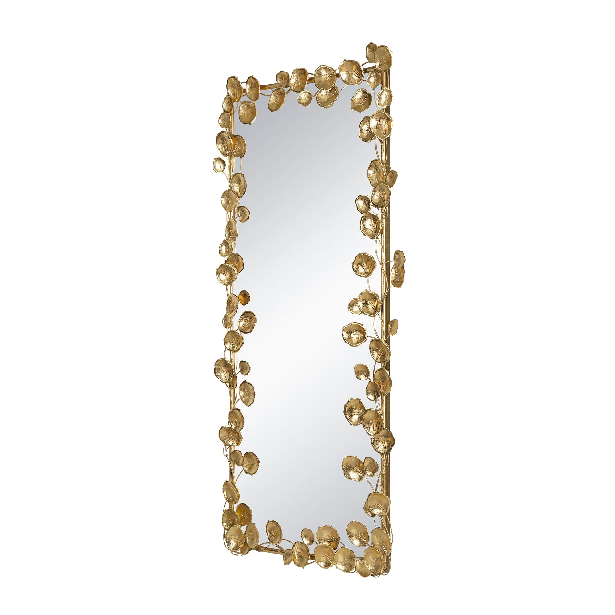 61" x 31" Full Length Mirror with Golden Leaf Accents, Floor Miiror for Living Room Bedroom - Groovy Boardz