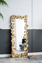 61" x 31" Full Length Mirror with Golden Leaf Accents, Floor Miiror for Living Room Bedroom - Groovy Boardz