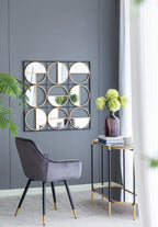 35.6" in Eclectic Styling Metal Beaded Black Wall Mirror with Contemporary Design for Bedroom,Liveroom & Entryway - Groovy Boardz