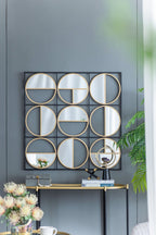 35.6" in Eclectic Styling Metal Beaded Black Wall Mirror with Contemporary Design for Bedroom,Liveroom & Entryway - Groovy Boardz