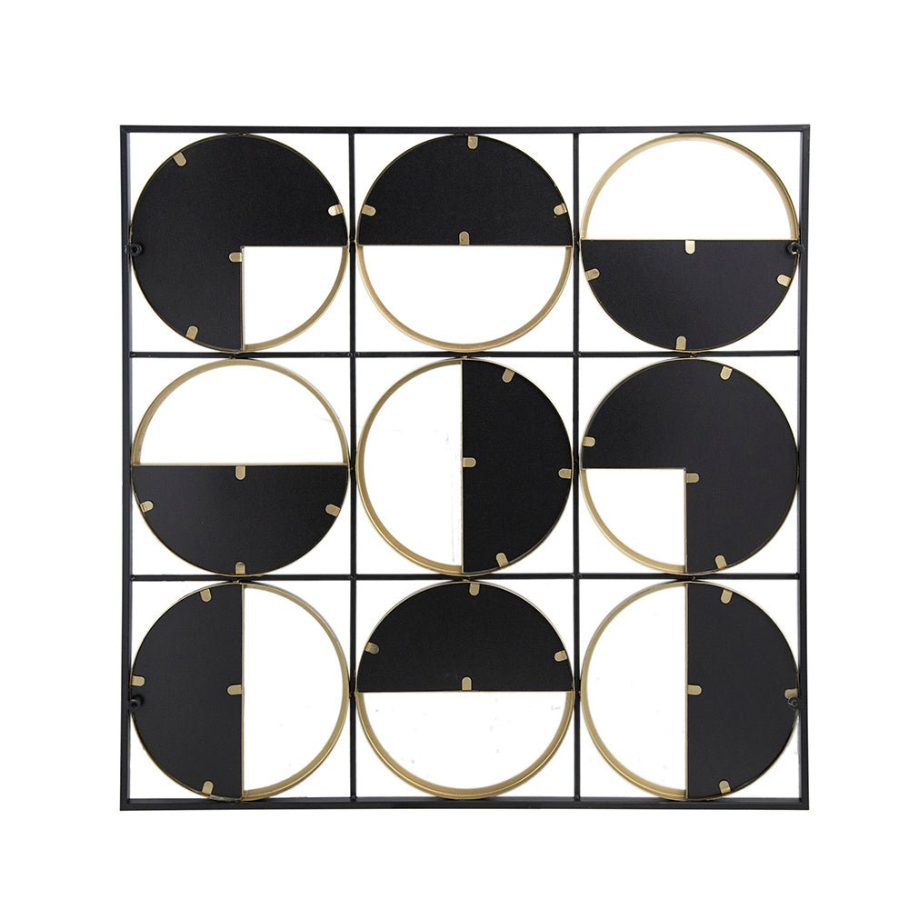 35.6" in Eclectic Styling Metal Beaded Black Wall Mirror with Contemporary Design for Bedroom,Liveroom & Entryway - Groovy Boardz