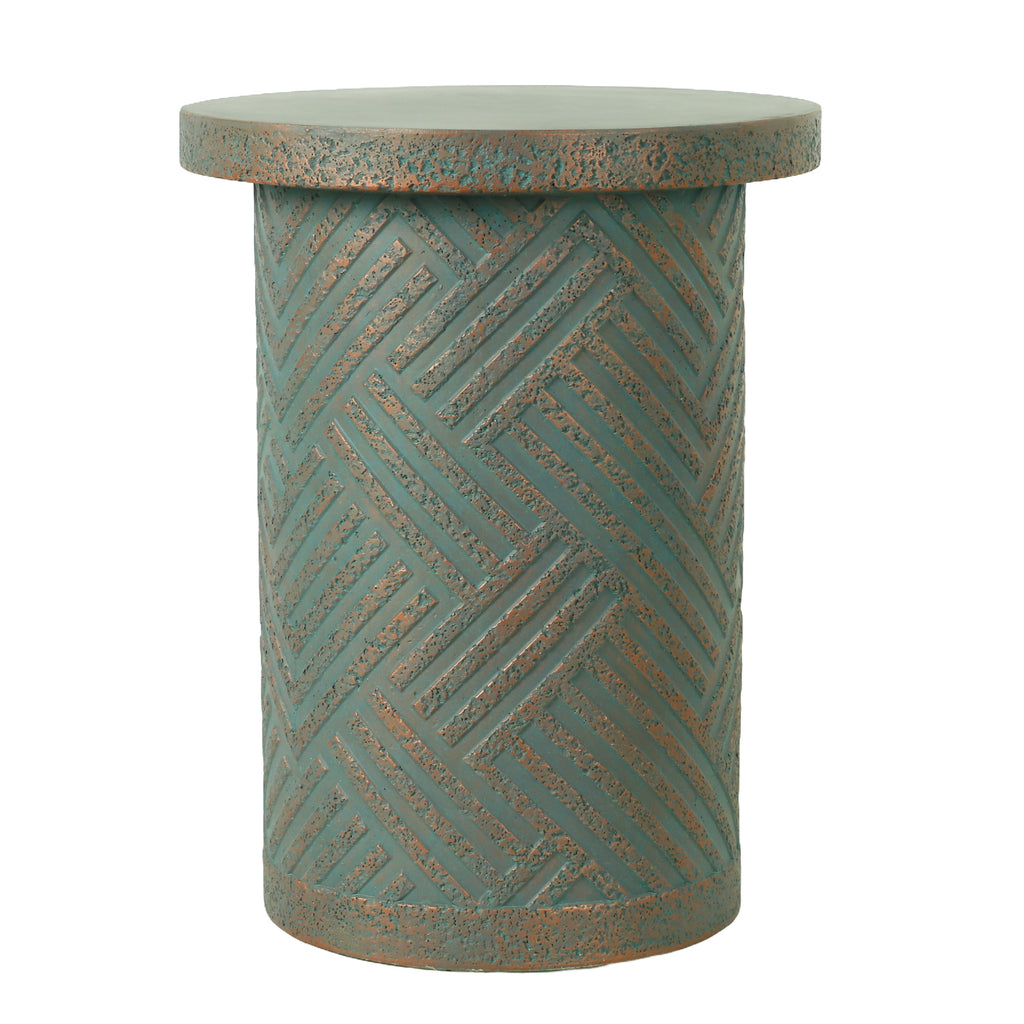 Cement Outdoor End Tables for Patio, GardenAccent Table, Modern Small Round Side Tablefor Outside, Tree Stump Garden Stool DrumTable indoor and Outdoor End Table