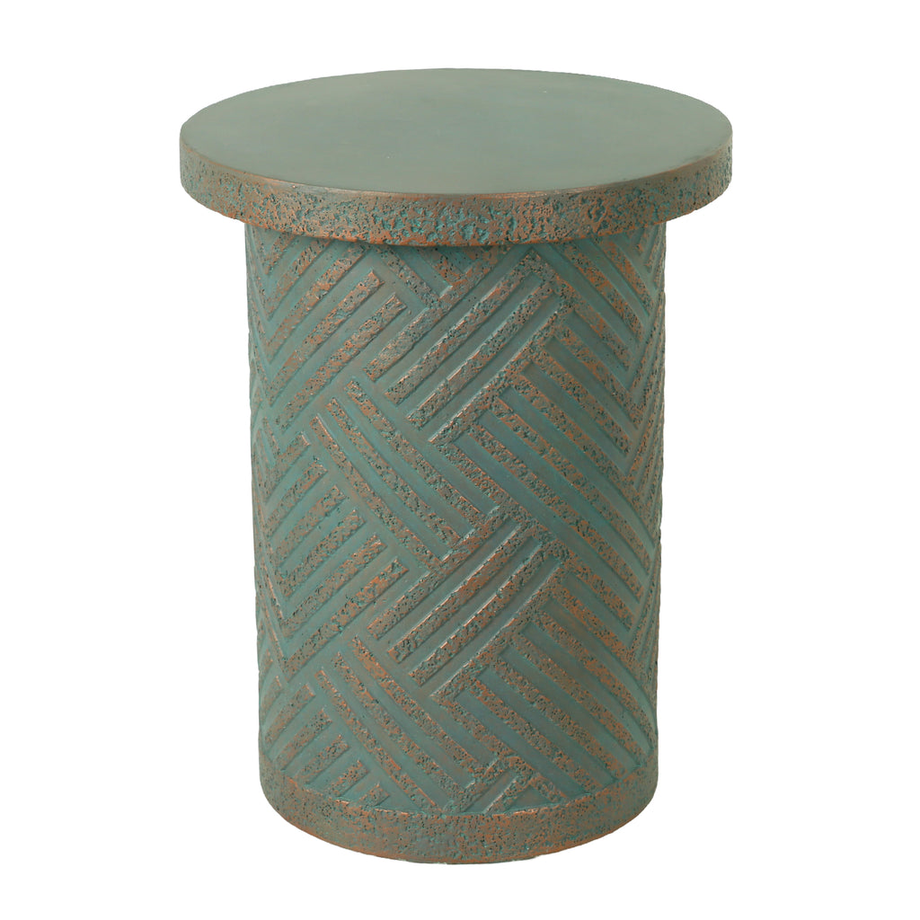 Cement Outdoor End Tables for Patio, GardenAccent Table, Modern Small Round Side Tablefor Outside, Tree Stump Garden Stool DrumTable indoor and Outdoor End Table