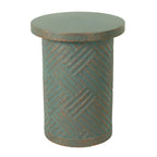 Cement Outdoor End Tables for Patio, GardenAccent Table, Modern Small Round Side Tablefor Outside, Tree Stump Garden Stool DrumTable indoor and Outdoor End Table