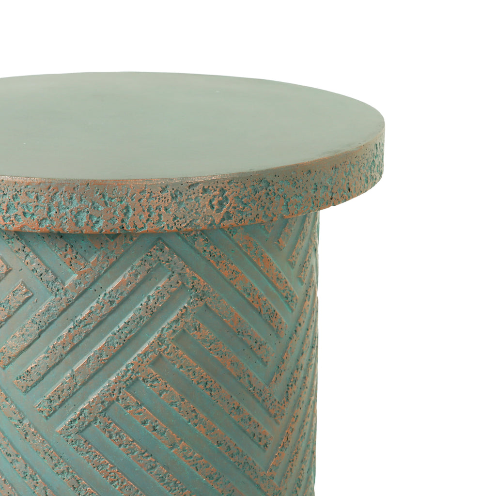 Cement Outdoor End Tables for Patio, GardenAccent Table, Modern Small Round Side Tablefor Outside, Tree Stump Garden Stool DrumTable indoor and Outdoor End Table