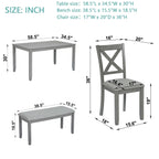 Gray Acacia Wood Rectangular Dining Table 6-Piece Set.