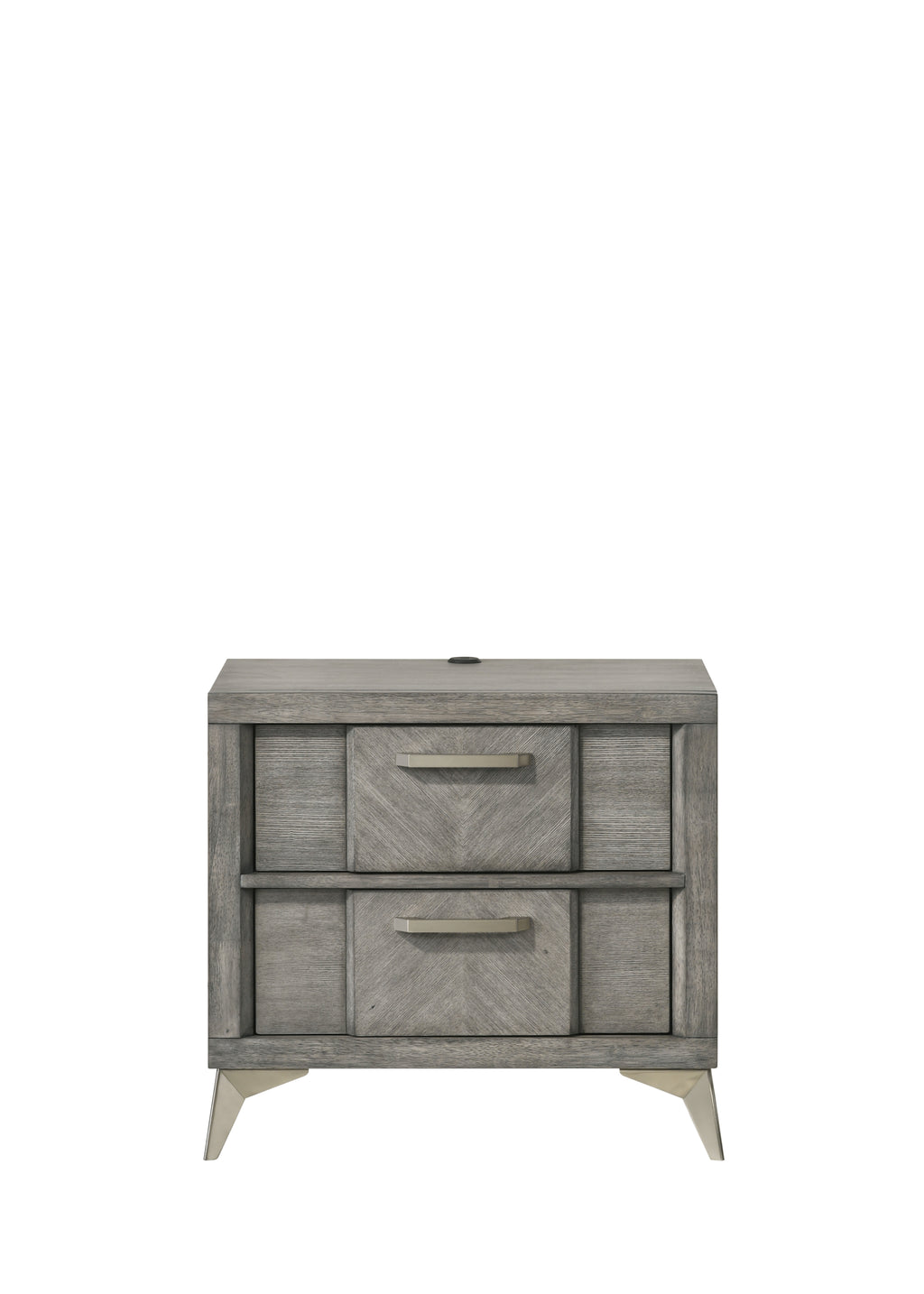 2 Drawer Nightsand in Gray Bookmatched Veneers