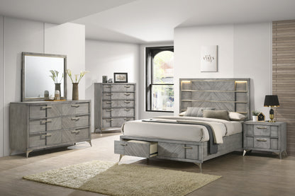 2 Drawer Nightsand in Gray Bookmatched Veneers
