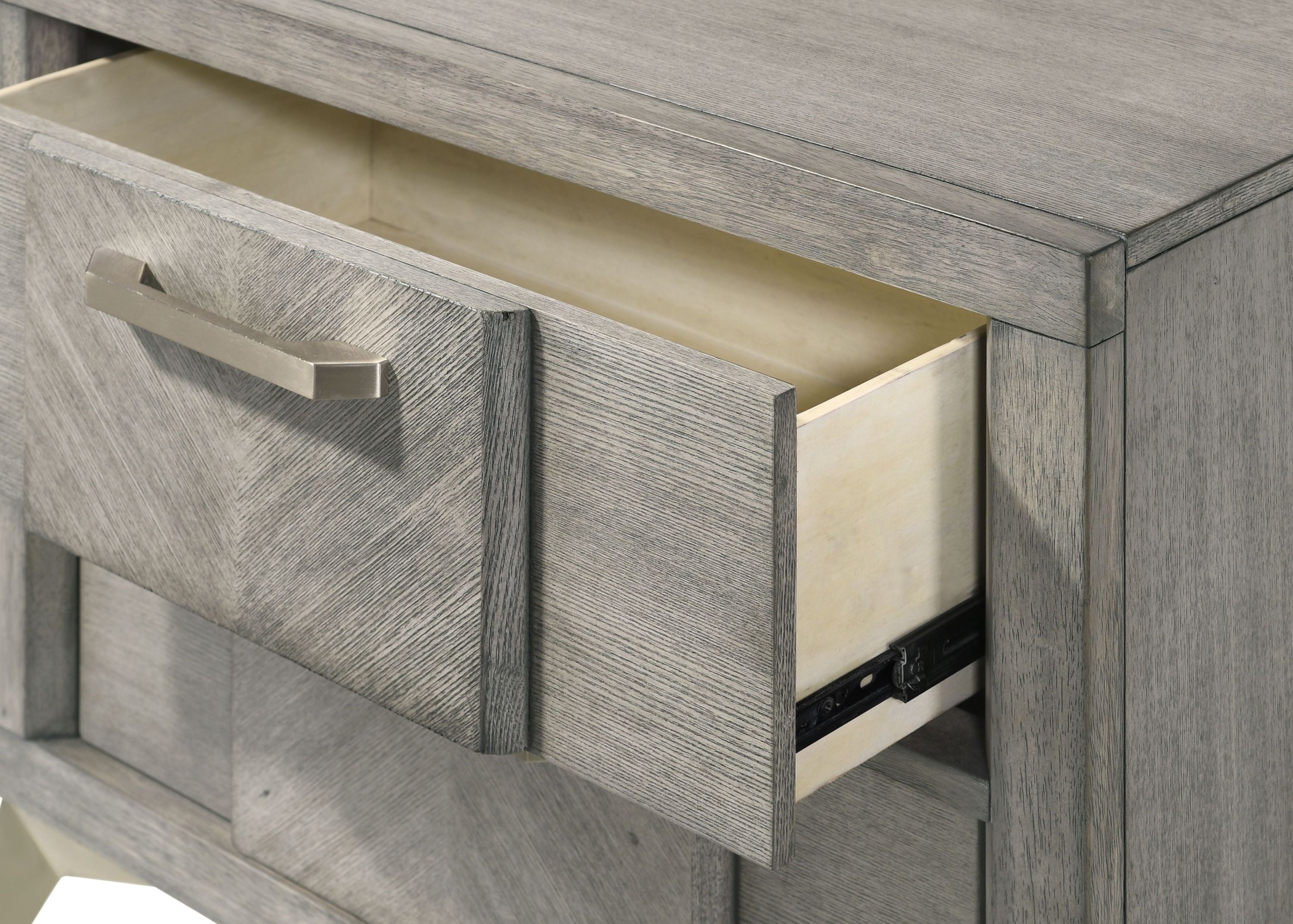 2 Drawer Nightsand in Gray Bookmatched Veneers