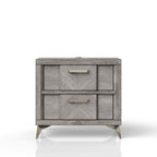 2 Drawer Nightsand in Gray Bookmatched Veneers