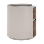 Italian Retro Double Storage Round Side Table, Gray Brown MDF with Tempered Glass Top, Compact Size