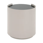 Italian Retro Double Storage Round Side Table, Gray Brown MDF with Tempered Glass Top, Compact Size