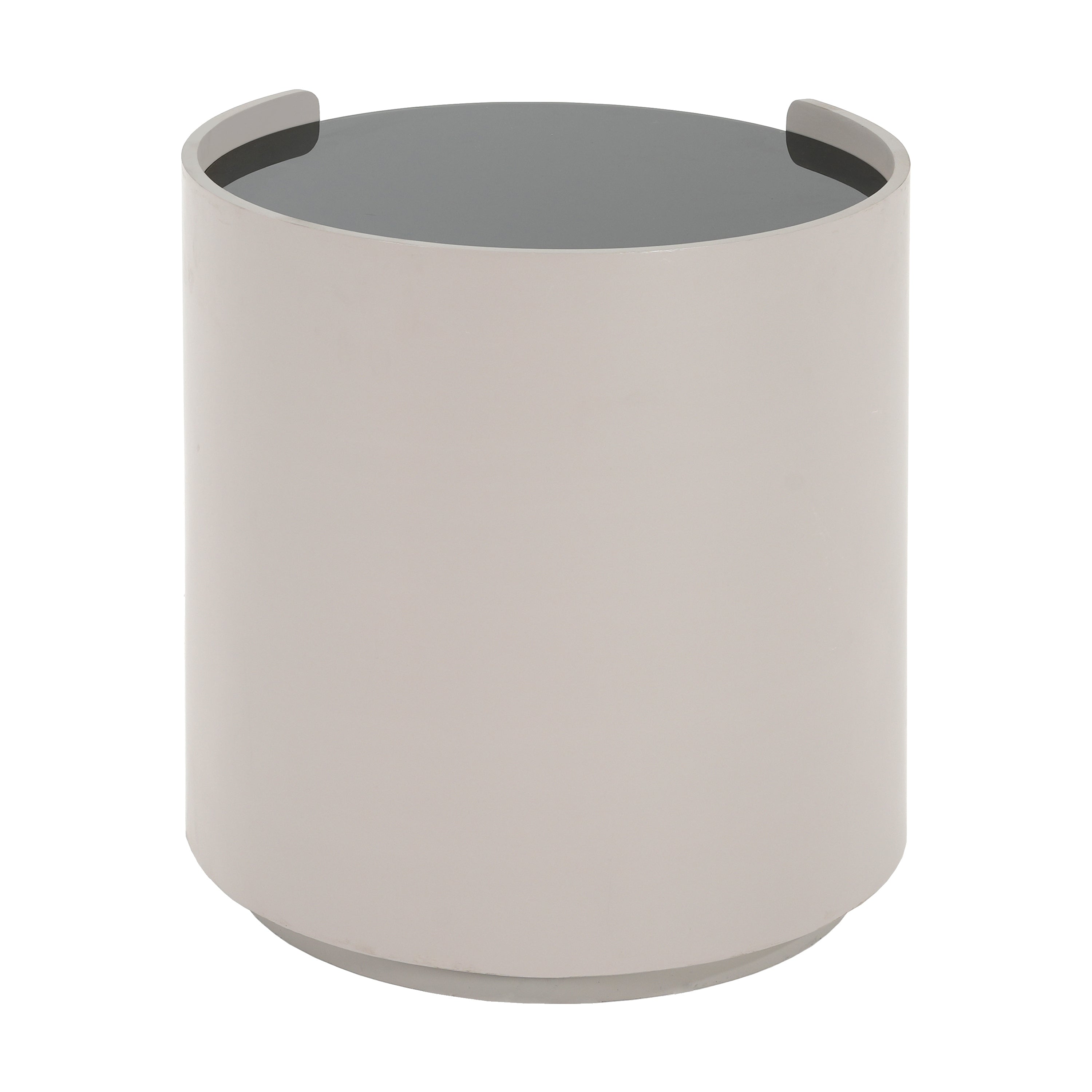 Italian Retro Double Storage Round Side Table, Gray Brown MDF with Tempered Glass Top, Compact Size