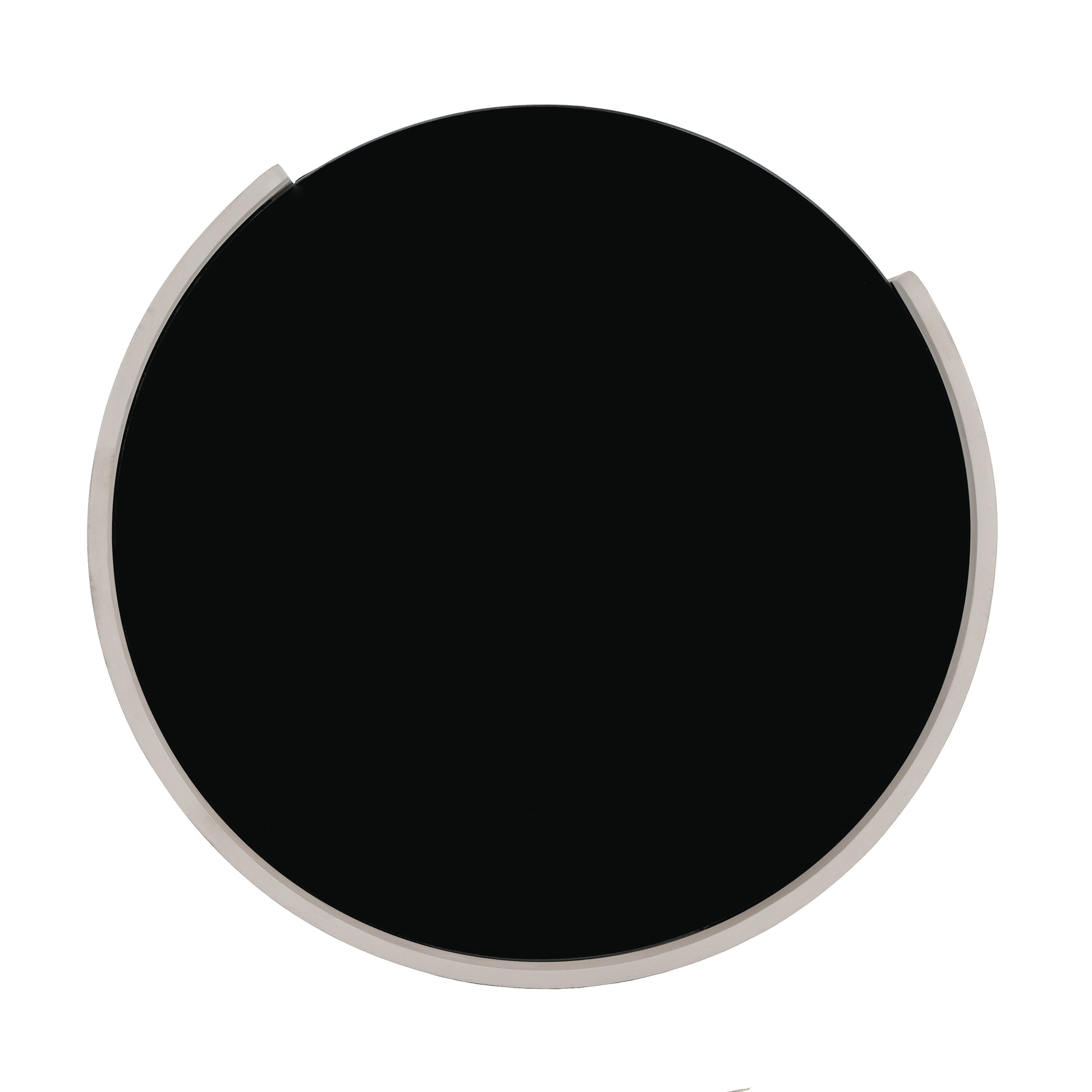 Italian Retro Double Storage Round Side Table, Gray Brown MDF with Tempered Glass Top, Compact Size