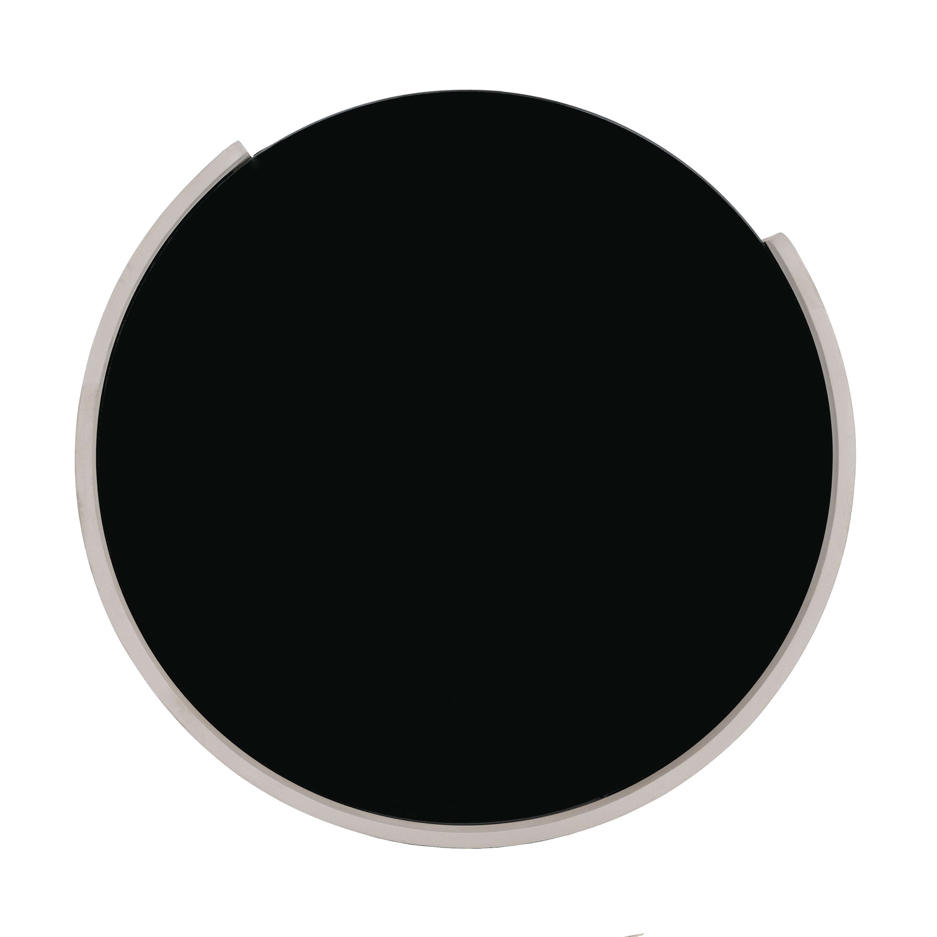 Italian Retro Double Storage Round Side Table, Gray Brown MDF with Tempered Glass Top, Compact Size