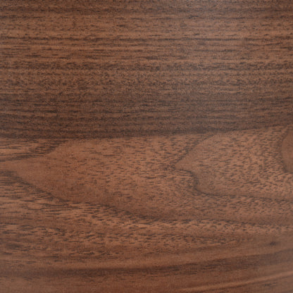 Italian Retro Double Storage Round Side Table, Gray Brown MDF with Tempered Glass Top, Compact Size