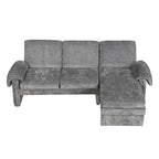 94.1' Convertible Futon Sofa Bed Futon Sofa Couch with an Adjustable Backrest, a Reversible Chaise Lounge and Two Removable Armrest Pillows for Living Room, Gray