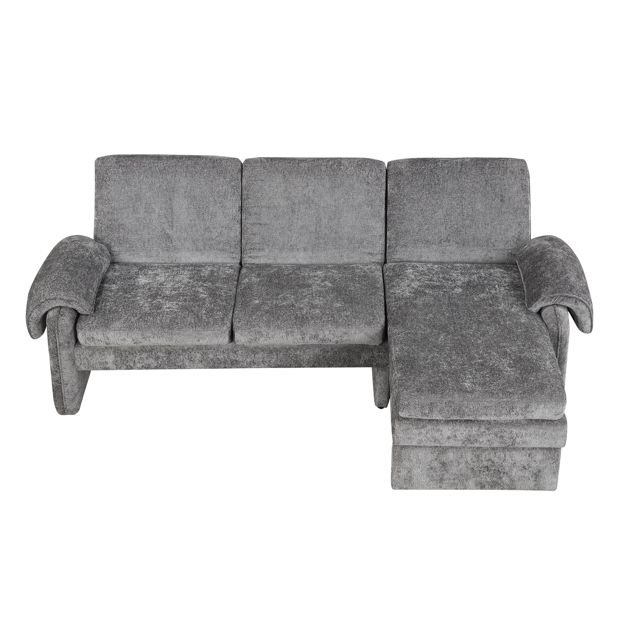 94.1' Convertible Futon Sofa Bed Futon Sofa Couch with an Adjustable Backrest, a Reversible Chaise Lounge and Two Removable Armrest Pillows for Living Room, Gray