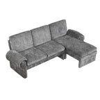 94.1' Convertible Futon Sofa Bed Futon Sofa Couch with an Adjustable Backrest, a Reversible Chaise Lounge and Two Removable Armrest Pillows for Living Room, Gray