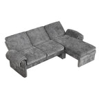 94.1' Convertible Futon Sofa Bed Futon Sofa Couch with an Adjustable Backrest, a Reversible Chaise Lounge and Two Removable Armrest Pillows for Living Room, Gray