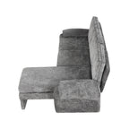 94.1' Convertible Futon Sofa Bed Futon Sofa Couch with an Adjustable Backrest, a Reversible Chaise Lounge and Two Removable Armrest Pillows for Living Room, Gray