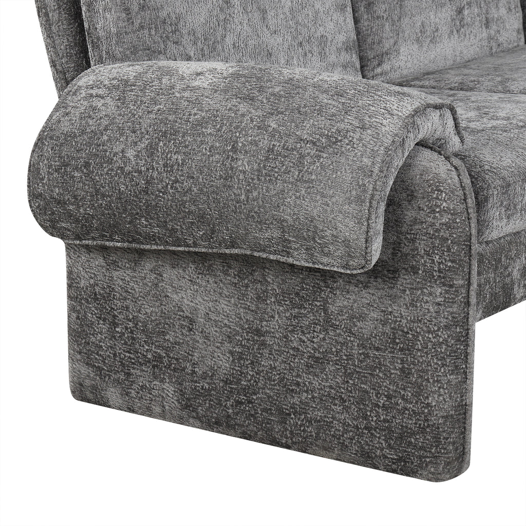 94.1' Convertible Futon Sofa Bed Futon Sofa Couch with an Adjustable Backrest, a Reversible Chaise Lounge and Two Removable Armrest Pillows for Living Room, Gray