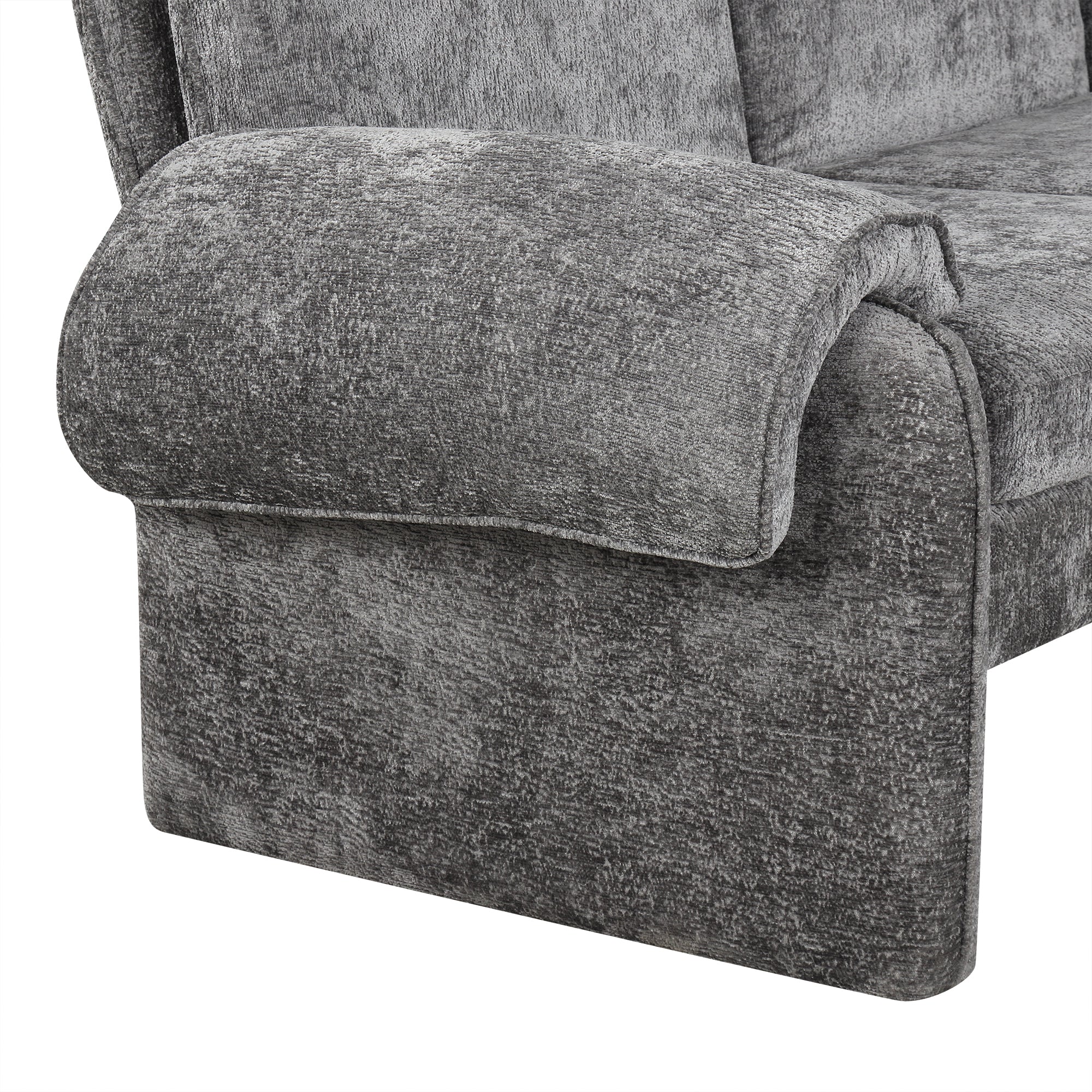 94.1' Convertible Futon Sofa Bed Futon Sofa Couch with an Adjustable Backrest, a Reversible Chaise Lounge and Two Removable Armrest Pillows for Living Room, Gray