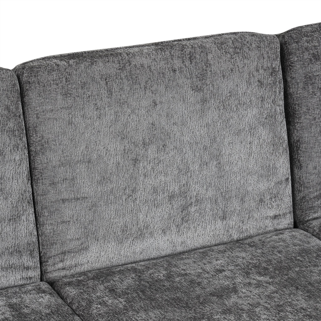 94.1' Convertible Futon Sofa Bed Futon Sofa Couch with an Adjustable Backrest, a Reversible Chaise Lounge and Two Removable Armrest Pillows for Living Room, Gray