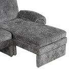 94.1' Convertible Futon Sofa Bed Futon Sofa Couch with an Adjustable Backrest, a Reversible Chaise Lounge and Two Removable Armrest Pillows for Living Room, Gray