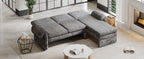 94.1' Convertible Futon Sofa Bed Futon Sofa Couch with an Adjustable Backrest, a Reversible Chaise Lounge and Two Removable Armrest Pillows for Living Room, Gray