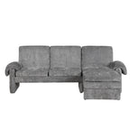 94.1' Convertible Futon Sofa Bed Futon Sofa Couch with an Adjustable Backrest, a Reversible Chaise Lounge and Two Removable Armrest Pillows for Living Room, Gray