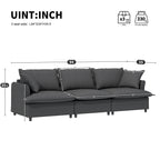 [New+Video] 94*35' 3 Seat Sofa Module for Modular Sectional Sofa,Wide Seat,Chenille Cloud Couch with Throw Pillows,Upholstered Indoor Furniture for Living Room,Bedroom,Apartment,2 Colors