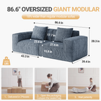 Belfin Modular Sectional Sofa, Convertible Tofu Block Sofa Floor Sofa Bed Armrest Comfy Sofa Bed Compressed Sofa Compression Sofa for Living Room Bedroom - Chenille Fabric Gary