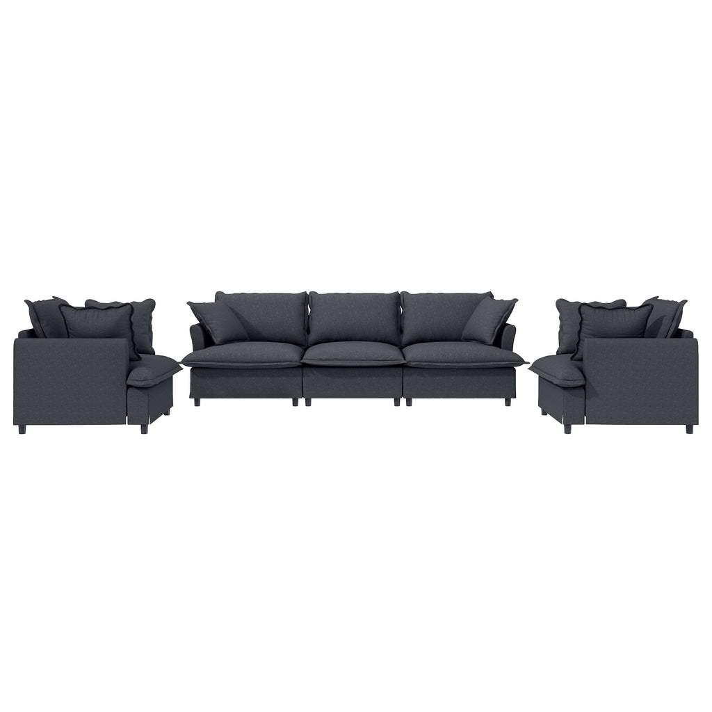 [New+Video] 3 Piece Living Room Sofa Set,Modular Chenille Sectional Couch,Upholstered 3 Seater Sofa & 2 Armchairs,5 Seat Indoor Furniture Sets for Office,Bedroom,Apartment,2 Colors