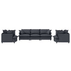 [New+Video] 3 Piece Living Room Sofa Set,Modular Chenille Sectional Couch,Upholstered 3 Seater Sofa & 2 Armchairs,5 Seat Indoor Furniture Sets for Office,Bedroom,Apartment,2 Colors