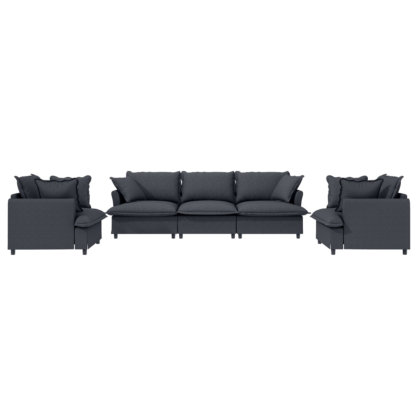 [New+Video] 3 Piece Living Room Sofa Set,Modular Chenille Sectional Couch,Upholstered 3 Seater Sofa & 2 Armchairs,5 Seat Indoor Furniture Sets for Office,Bedroom,Apartment,2 Colors