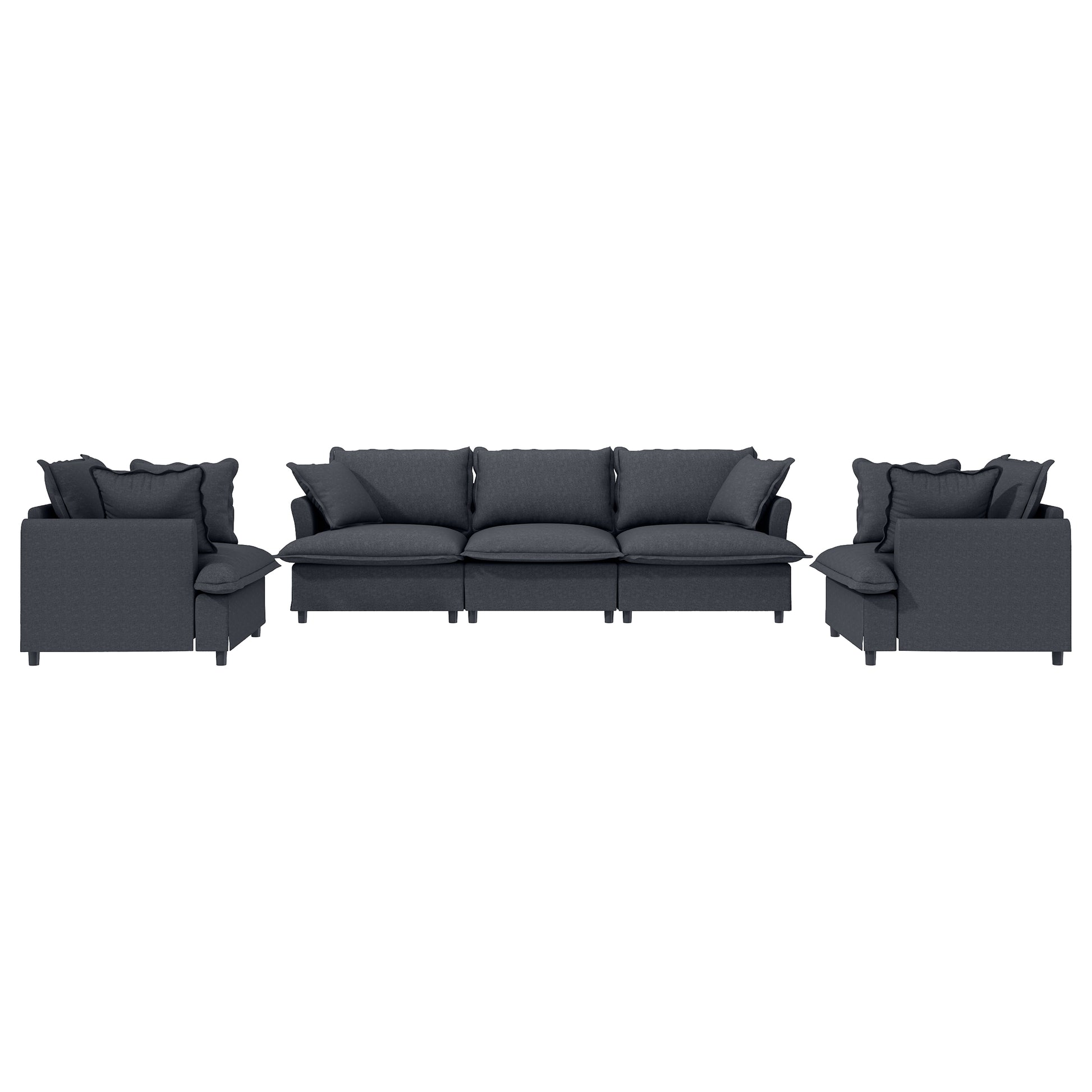 [New+Video] 3 Piece Living Room Sofa Set,Modular Chenille Sectional Couch,Upholstered 3 Seater Sofa & 2 Armchairs,5 Seat Indoor Furniture Sets for Office,Bedroom,Apartment,2 Colors