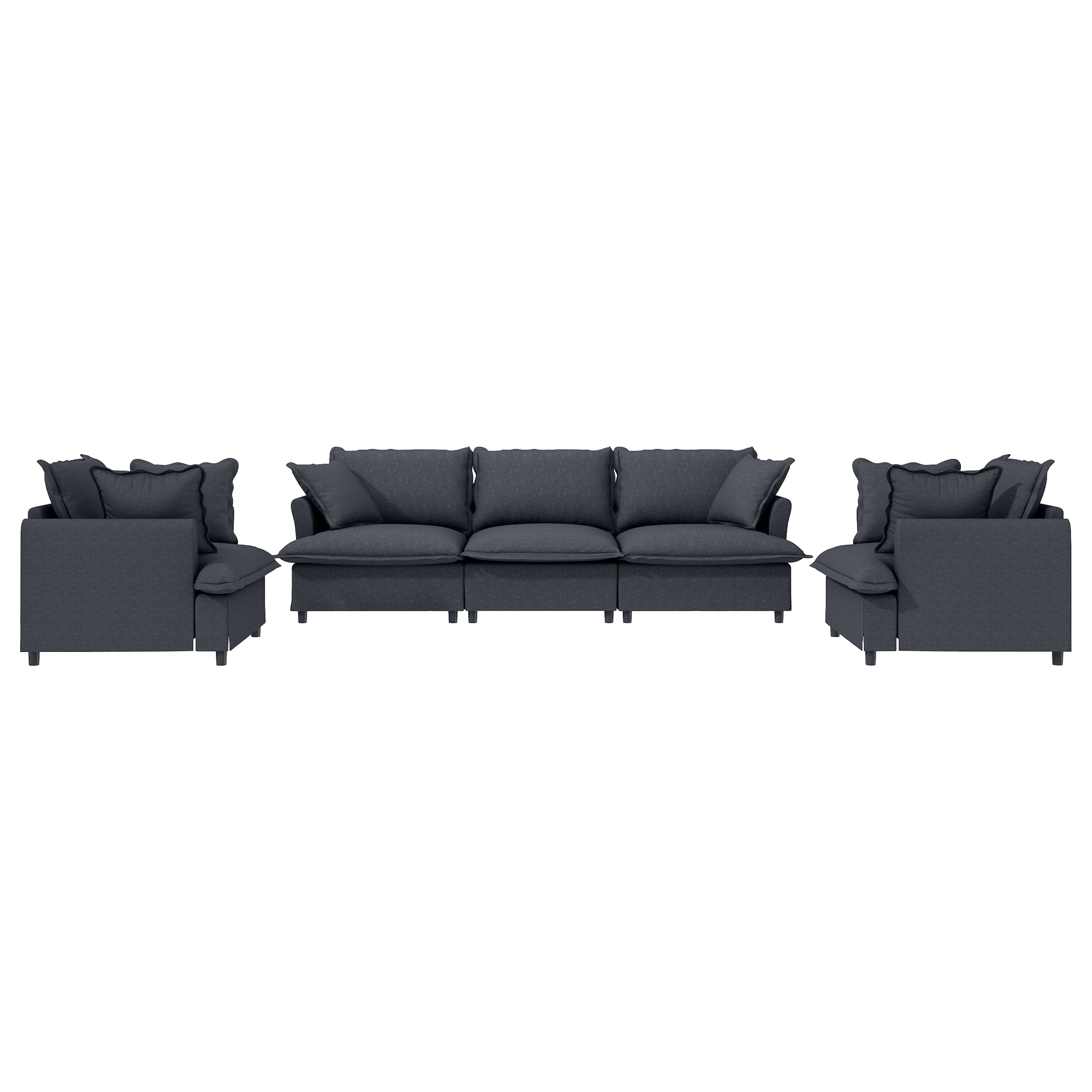 [New+Video] 3 Piece Living Room Sofa Set,Modular Chenille Sectional Couch,Upholstered 3 Seater Sofa & 2 Armchairs,5 Seat Indoor Furniture Sets for Office,Bedroom,Apartment,2 Colors