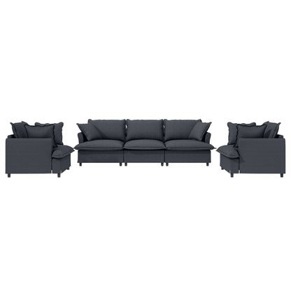 [New+Video] 3 Piece Living Room Sofa Set,Modular Chenille Sectional Couch,Upholstered 3 Seater Sofa & 2 Armchairs,5 Seat Indoor Furniture Sets for Office,Bedroom,Apartment,2 Colors
