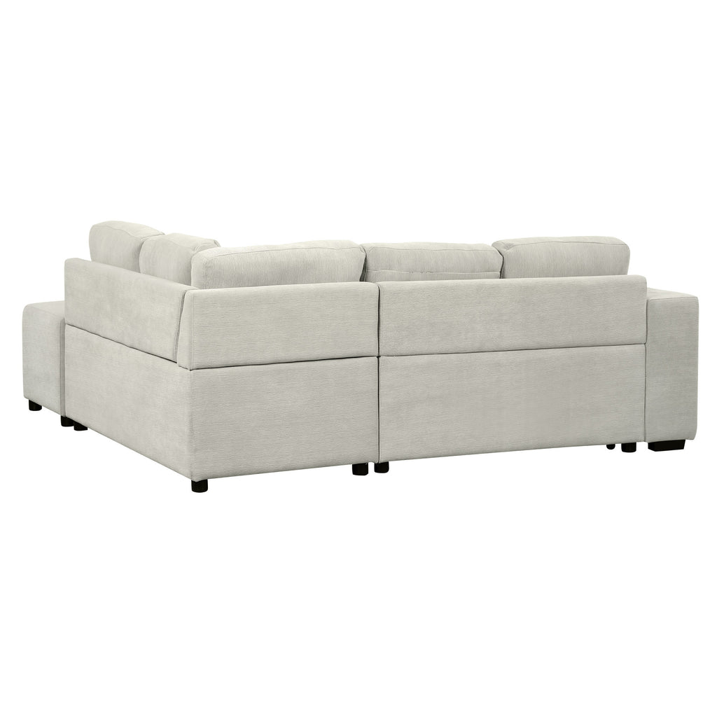 86.6 Sectional Sofa L-shaped Sofa Couch Pull-out Sofa Bed with a Movable Ottoman, Two USB Ports and Two Cup Holders for Living Room, Gray