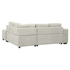 86.6 Sectional Sofa L-shaped Sofa Couch Pull-out Sofa Bed with a Movable Ottoman, Two USB Ports and Two Cup Holders for Living Room, Gray