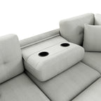 86.6 Sectional Sofa L-shaped Sofa Couch Pull-out Sofa Bed with a Movable Ottoman, Two USB Ports and Two Cup Holders for Living Room, Gray