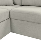 86.6 Sectional Sofa L-shaped Sofa Couch Pull-out Sofa Bed with a Movable Ottoman, Two USB Ports and Two Cup Holders for Living Room, Gray