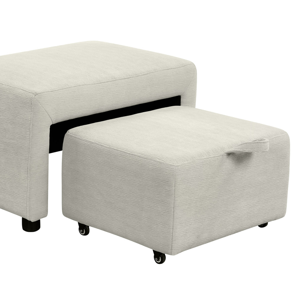 86.6 Sectional Sofa L-shaped Sofa Couch Pull-out Sofa Bed with a Movable Ottoman, Two USB Ports and Two Cup Holders for Living Room, Gray