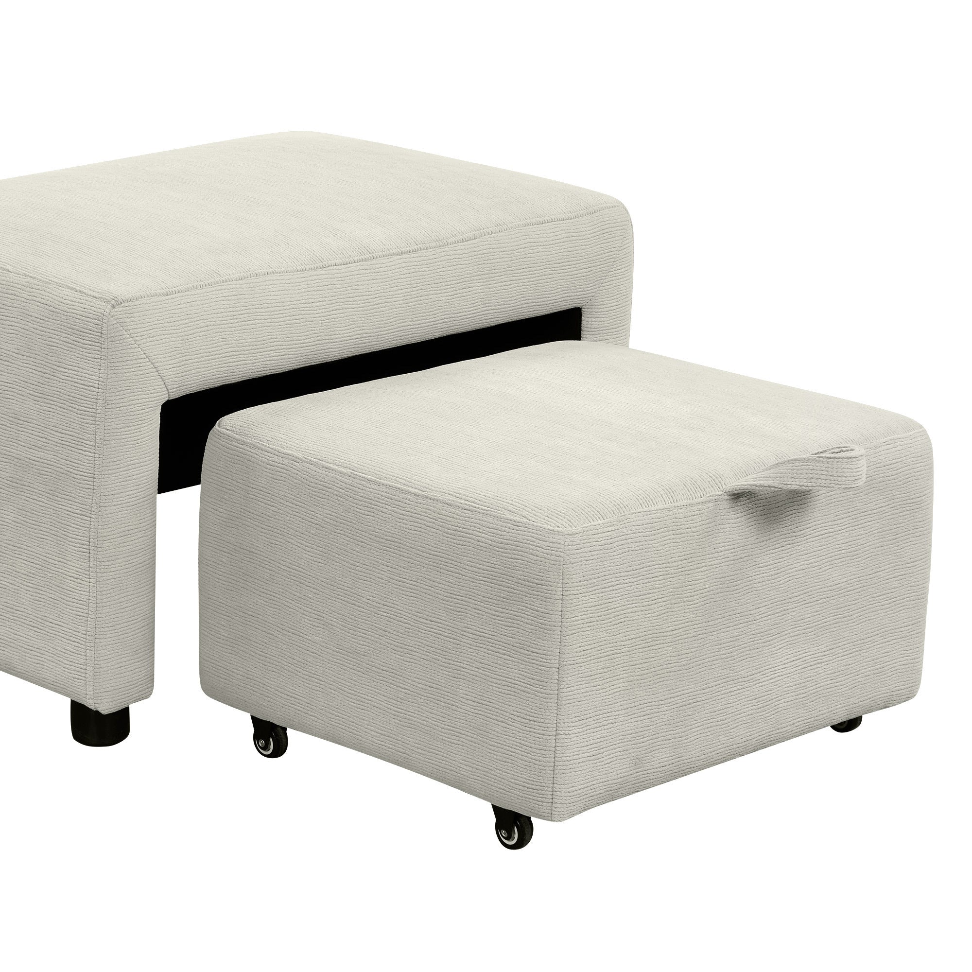 86.6 Sectional Sofa L-shaped Sofa Couch Pull-out Sofa Bed with a Movable Ottoman, Two USB Ports and Two Cup Holders for Living Room, Gray