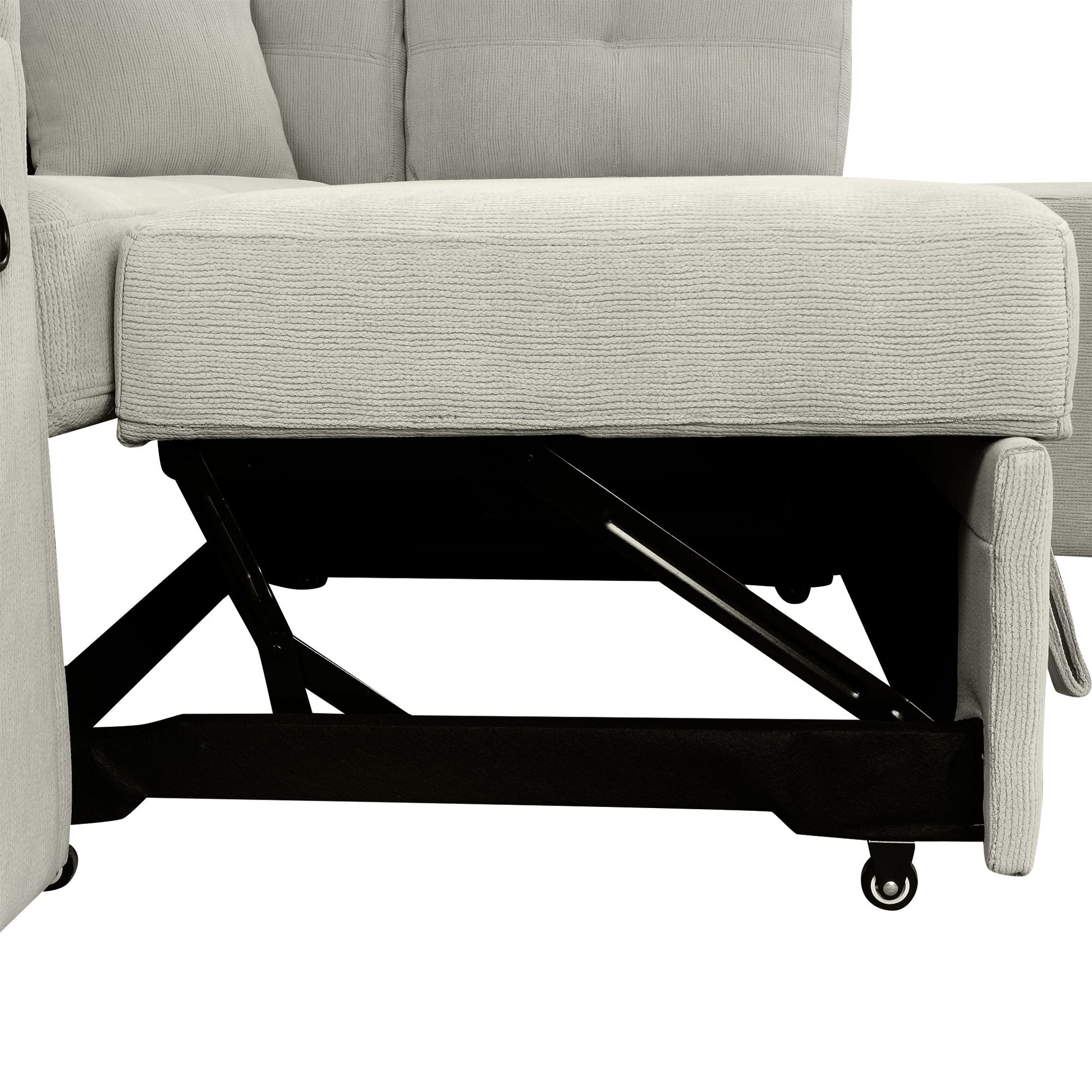 86.6 Sectional Sofa L-shaped Sofa Couch Pull-out Sofa Bed with a Movable Ottoman, Two USB Ports and Two Cup Holders for Living Room, Gray