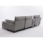 [NEW ARRIVED] [VIDEO PROVIDED]U Shaped Modular Sectional Sofa,Storage Console & Wireless Charging,2 Cup Holders,Bluetooth Speakers,2 Movable Footstools,Adjustable handrail,Movable seat,Chenille,Gray Sectional Sofa