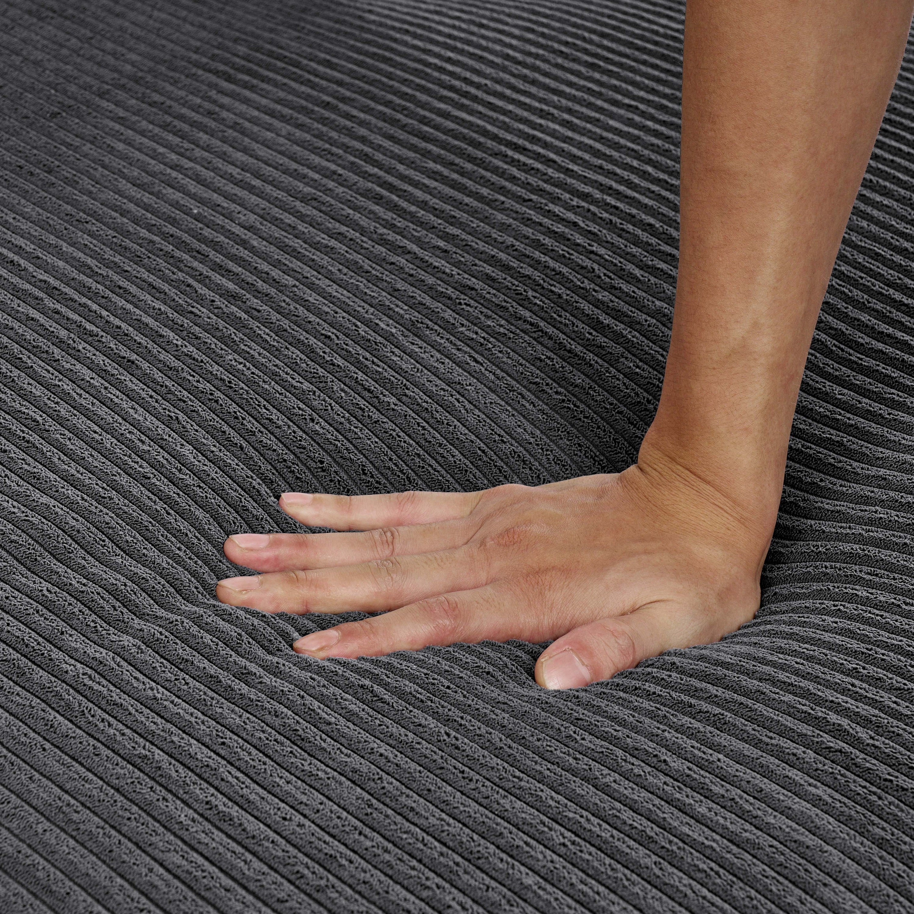 3-Piece Corduroy Double-Chaise Sectional Sofa - Gray