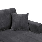 3-Piece Corduroy Double-Chaise Sectional Sofa - Gray