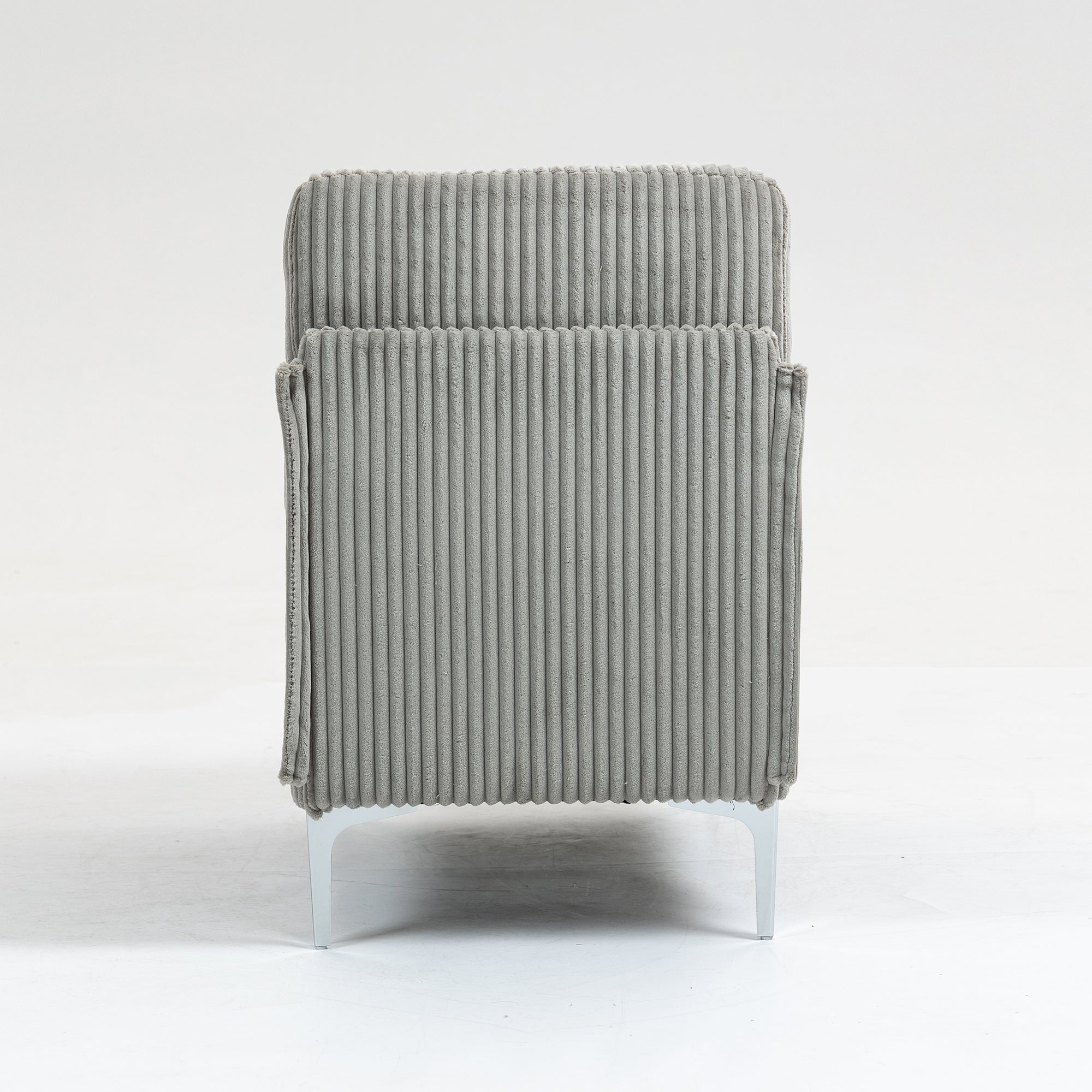 Modular Sectional Sofa Armless Seat Module, Corduroy Sectional Couch, Single Couch Modular Armless Accent Chair with Back Cushion, Gray